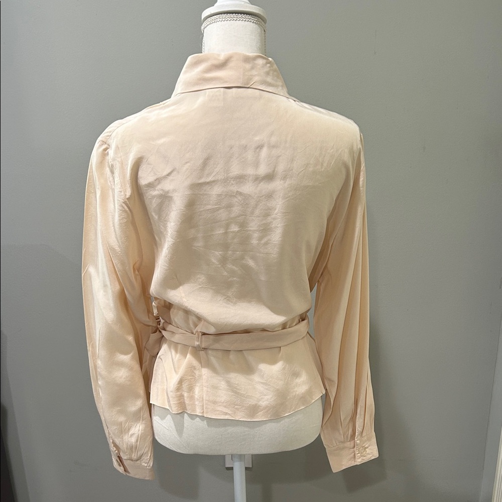 Chic Cream Wrap Blouse - Picture 2 of 4